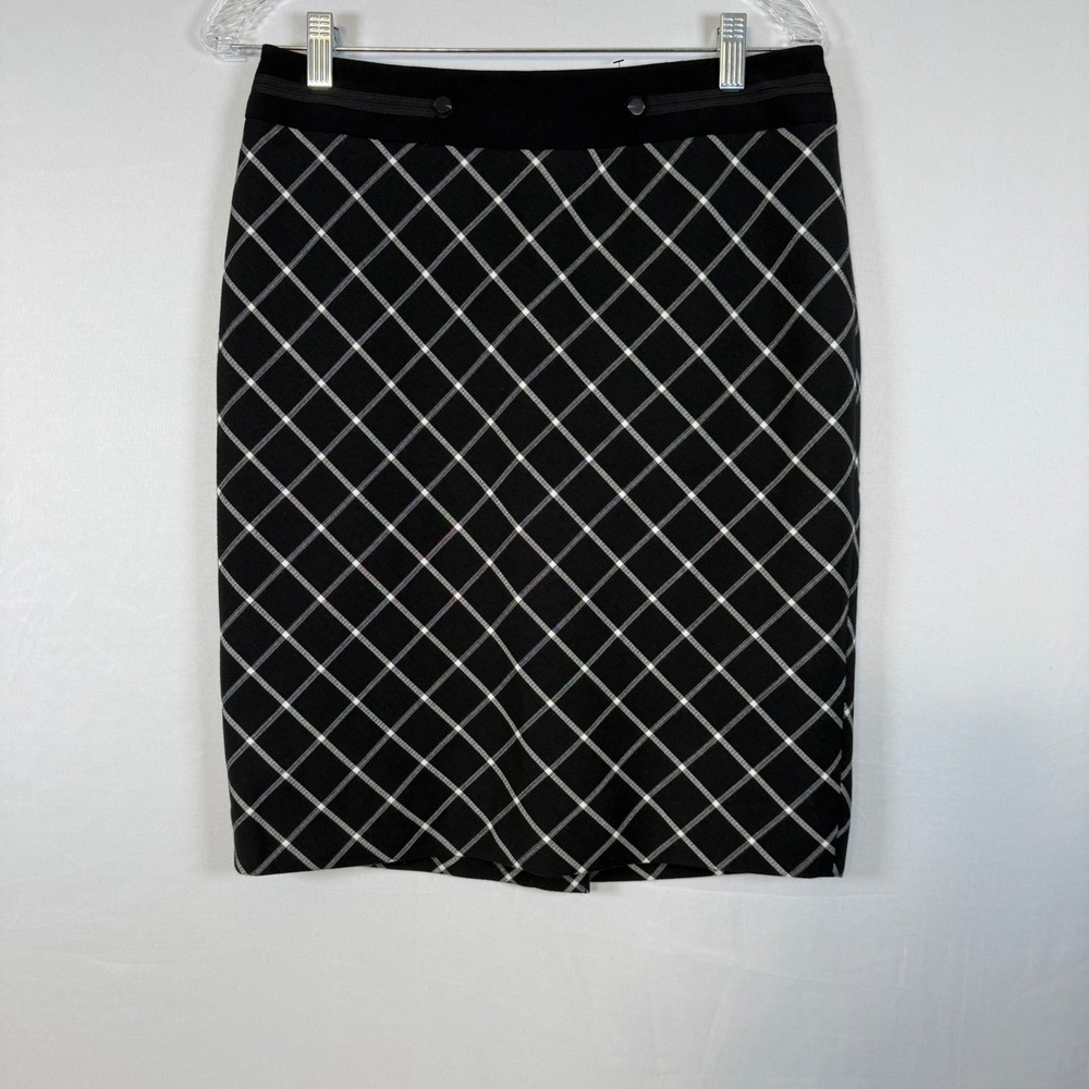 The Limited Pencil‎ Skirt Black White Plaid Career Business Womens Size 6
